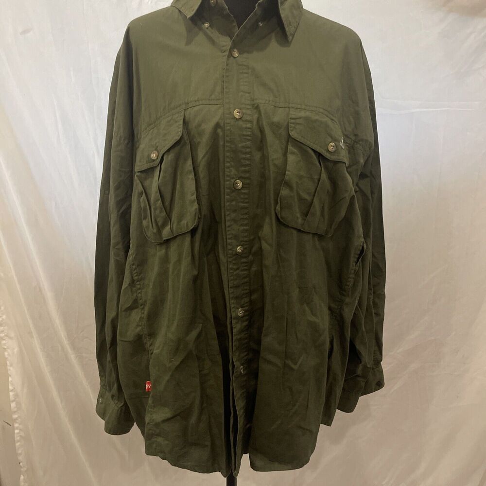 Vintage Winchester Apparel Army Green Hunting Shooting Shirt Mesh Lined #XL